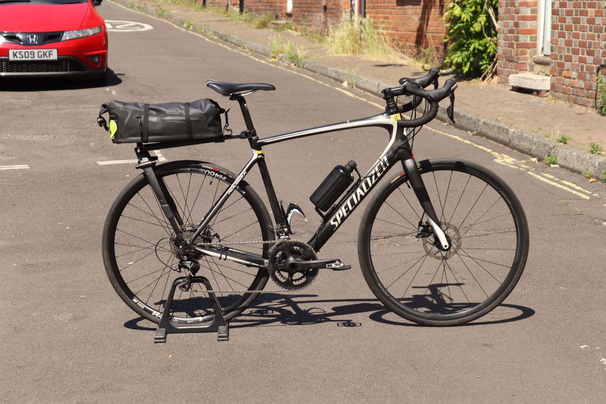 Specialized Rubaix fitted with Cytronex Thru-axle kit and Tailfin carbon pannier rack
