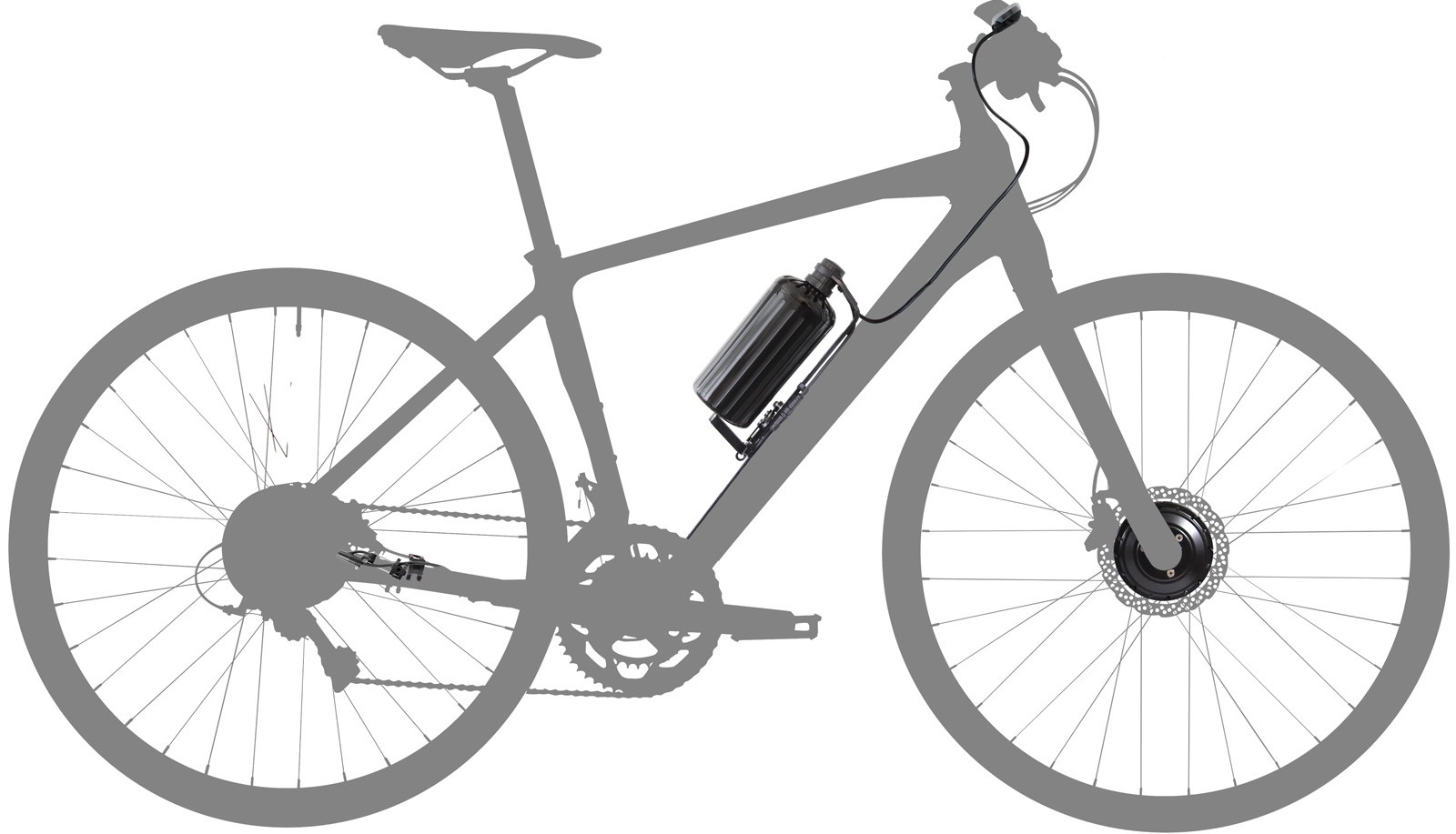 C1 Electric Bicycle Conversion Kit - US for Black Rim Brake Bike 26" 32H Wheel - No bottle
