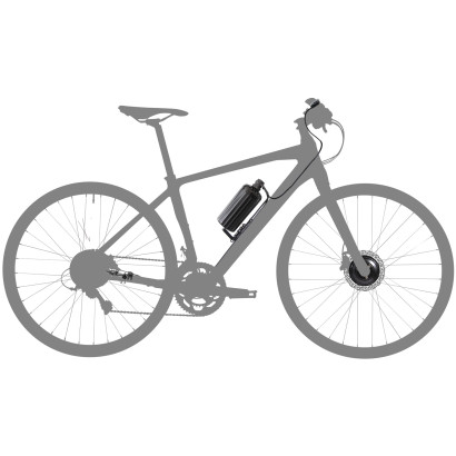C1 Electric Bicycle Conversion Kit - US for Black Rim Brake Bike 26" 32H Wheel - No bottle