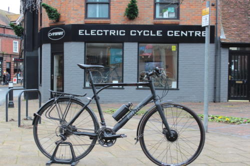 Customer's BMC Alpenchallenge hybrid road bicycle fitted with Cytronex C1 electric bike conversion kit